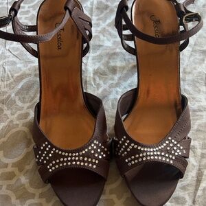 Studded brown heels